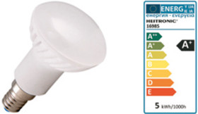 LED lamp, E14, 4.5 W, 370 lm, 230 V (AC), 2700 K, 160 °, dull, warm white, A+, 16985