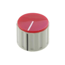 Gałka, oś 6mm, fi29x20mm, szara, znacznik czerwony RN-110D
