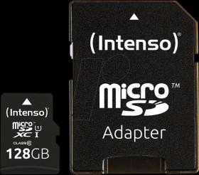 3424491 microSDHC memory card 128 GB, Intenso class 10, UHS-1