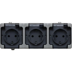 BRYZA Gniazdo potrójne poziome IP54 typu Schuko 3x2P+Z 16A 250V 180052