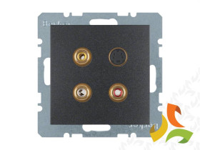 BERKER B.KWADRAT Gniazdo multimedialne 3xCinch 1xS-Video antracyt mat 3315321606 HAGER