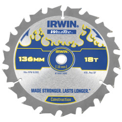 IRWIN&#xAE; 1897390 Weldtec Cordless Circular Saw Blade 136 x 10mm x 18T ATB