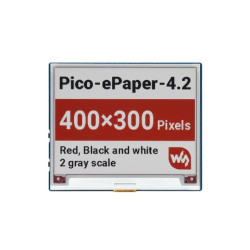 E-Paper E-Ink 4,2'' moduł B 400×300px SPI - wyświetlacz z nakładką do RPi Pico - czarno-biało-czerwony - Waveshare 20345
