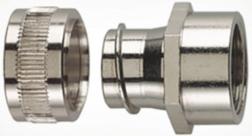 Straight hose screw fitting, M20, 16 mm, brass, nickel-plated, IP54, metal, (L) 24.5 mm, 166-31300