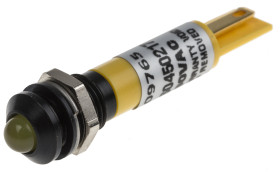 Lampka kontrolna do montażu panelowego 230V ac, Żółta 8mm LED RS PRO