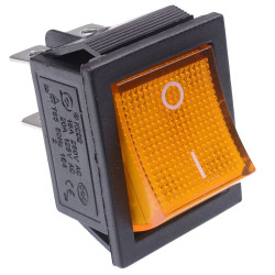 Yellow illuminated On-Off Large Rectangle Rocker Switch DPST 12V