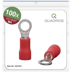 Quadrios 22C441 Ring Terminal 1.5mm² Hole 4.3mm Red Set