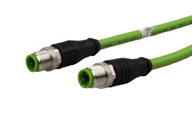 Złącze do samokonfekcjonowania 2xM12 proste 4-pinowe 4x0.25mm² PUR 3m VK30E256