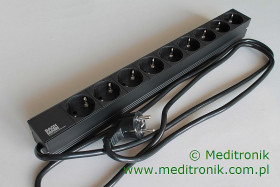 Listwa zasilająca rack 19" 1U PDU Basic 1HE 9x230V (schuko), kabel 2m Bach