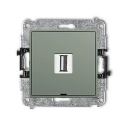 ICON Mechanizm gniazda pojedynczego USB A-A 2.0, bez pola opisowego szałwiowy 61IGUSBBO-1