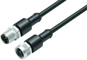 Sensor actuator cable, M12-cable plug, straight to M12-cable socket, straight, 5 pole, 1 m, PUR, black, 4 A, 77 3430 3429 50005