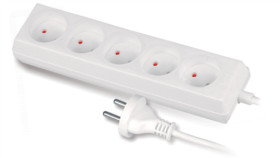 Przedłużacz 5-Gniazd B/U 10A 3M /Omy 2X1/ Biały Ps-560