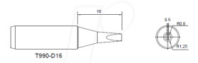 990-D16 Soldering tip, 0.8 mm, chisel-shaped