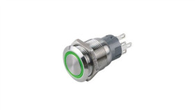 Włącznik Led 12V Bi Srebrny + Green Obwó D