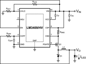 75-V PFET buck controller for high power LED drivers