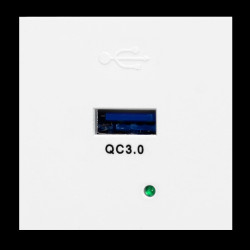 NOEN USBQ. port modułowy 45x45mm z ładowarką USB quick charge 3A/5V 2A/9V 1.5A/12V. biały OR-GM-9010/W/USBQ