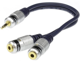 VITALCO JR17 Przejście Adapter AUX mini Jack 3,5mm Stereo (wtyk) / 2x mini Jack 3,5mm Stereo (gniazdo) na kablu