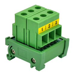 DIN Rail Mount 52Amp 300V 3 Position Screw Terminal Block Distribution Module