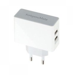 ładowarka USB sieciowa Kruger&Matz KM0017 z dwoma gniazdami USB 2.1A + 1A