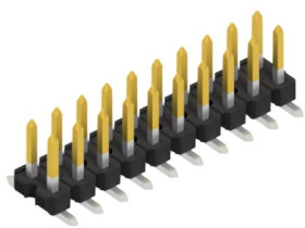 Pin header, 20 pole, pitch 2.54 mm, angled, black, SLLP6SMD05120SPS