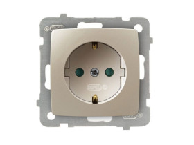 KARO Gniazdo pojedyncze z uziemieniem schuko z przesłonami IP-20 zaciski gwintowe ecru perłowy GP-1SSP/m/42 OSPEL