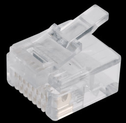 RJ45 modular plug for round cables, 8/8, short