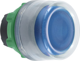 Pushbutton, with protective cap, unlit, groping, waistband round, blue, front ring light gray, mounting Ø 22 mm, ZB5APA6C0