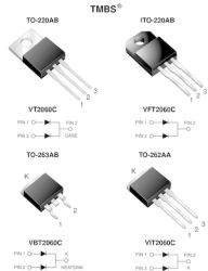 VBT2060C-E3 Dual High Voltage Trench MOS Barrier Schottky Rectifier Ultra Low VF = 0.40 V at IF = 5 A