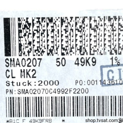 SMA02070C4992F2200 R 49K9 1% 50ppm 0207 Axial AXIAL VISHAY