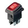 Przełącznik kołyskowy KCD6 podświetlany czerwony wodoodporny dwutorowy 250VAC/6A 125VAC/10A