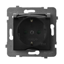 ARIA Gniazdo bryzgoszczelne z/u SCHUKO IP44 z przesłonami torów prądowych wieczko przezroczyste szary mat GPH-1USP/m/70/d