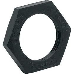 Hexagon nut, M18, W 24 mm, H 4 mm, outer Ø 27 mm, PBT, E10026, package with 2 pieces