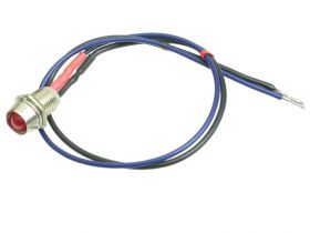 Kontrolka LED 5mm czerwona z przewodem 12V