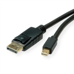 Kabel ROLINE Mini DisplayPort, mDP-DP, v1.3/v1.4, M/M, zwart, 1 m