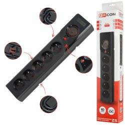 Filtr komp Z5 3m Czarny ARMAC ARcon Listwa zasilająca