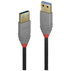 LINDY 36754 USB cable Black Grey 5m USB 3.2 Gen 1 USB-A plug to USB-A plug