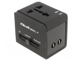 QOLTEC-50133 Adapter: 5VDC, 2,1A,USB A port x2, 100-250VAC