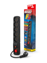 ACAR F5 1m Przedłużacz listwowy przeciwprzepięciowy czarny