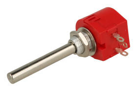 Potencjometr; osiowy; jednoobrotowy; TSR-04-103R.10Kohm; 10kohm; liniowa; 5%; 1W; oś fi 6,00mm; 39mm; metal; gładka; 300°; druto