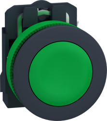 Pushbutton, unlabeled, unlit, groping, 1 Form A (N/O), waistband round, green, front ring gray, mounting Ø 30.5 mm, XB5FA31