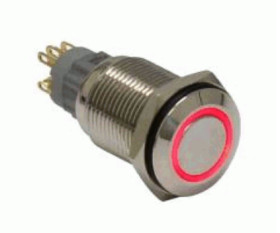 Przycisk wandaloodporny PBW-16AP bistabilny czerwono-zielone podświetlenie 12V