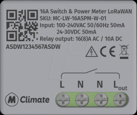 MC-LW-16ASPM-W-01 LoRaWAN switching actuator, 1-channel, measuring function