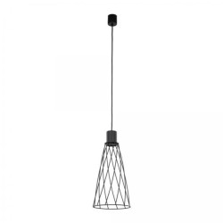 Lampa wisząca czarna MODESTO w stylu rustykalnym, stożkowaty druciany klosz na GU10 10161 TK Lighting