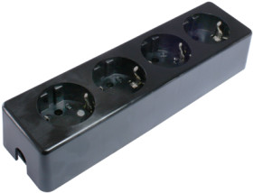 Table power strip, 4-way, 16 A, black, 478 TOZ S