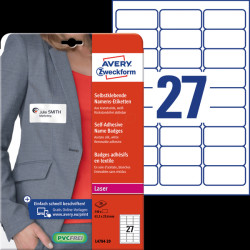 L4784-20 Badges, white, acetate silk, 63.5 x 29.6 mm