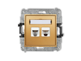 MINI Gniazdo telefoniczne 1xRJ11 + gniazdo komputerowe 1xRJ45 kat.5e 8-stykowy beznarzędziowe złoty 29MGTK KARLIK