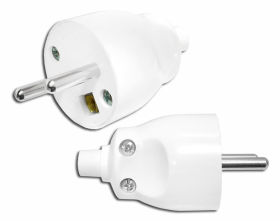 Wtyczka AC WT-40 z uziemieniem prosta biała