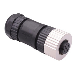 4 Way M12 Female Industrial Circular Connector IP67 4A 250V