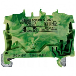 WAGO TOPJOBS 2001-1207 Złączka szynowa 2-przewodowa 1,5mm2 na szynę TH35 żółto-zielona