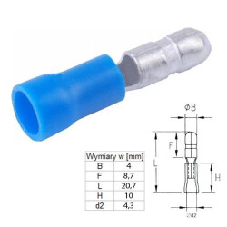 Konektor okrągły izolowany męski 4mm 1.5-2.5mm² - końcówka kablowa - SGE
